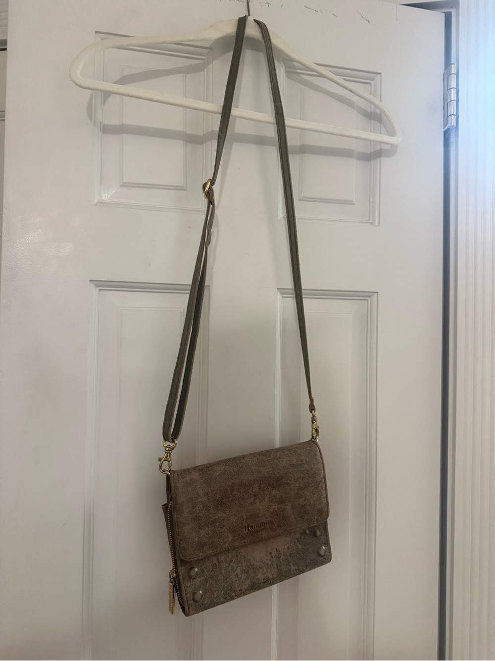 Hammitt Taupe Crossbody with Gold Hardware
